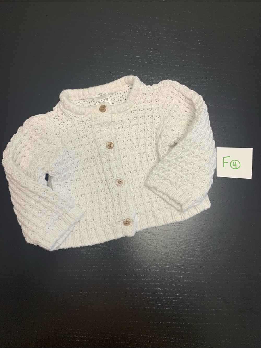 ⭐️2/$8.00⭐️ Carter's 9m White Knit Cardigan